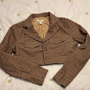 Checkered Cropped Blazer